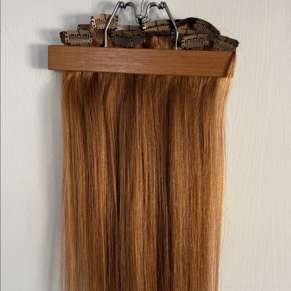 20” 100% Human Hair Copper Clip-In Extensions Straight Smooth Full Set 7 pcs - Picture 6 of 7
